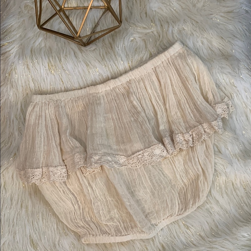 Jen's Pirate Booty Cha Cha Tube Top Strapless w/ Ruffle Natural Cream Women’s OS